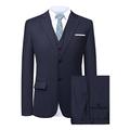 Hanayome Mens Suits 3 Piece Suit Slim Fit Wedding Dinner Tuxedo Suits Men Business Casual Jacket & Waistcoat & Trousers-Navy-44