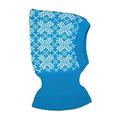 100% Merino Wool Balaclava Hat Scarf Baby Knit (M, Aqua Blue-Natural White)