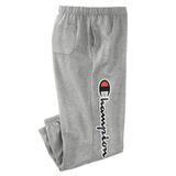 Men's Big & Tall Champion® fleece logo pants by Champion in Heather Grey (Size 5XL)