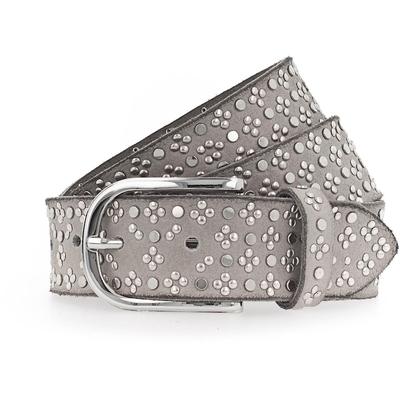 b.belt Nietengürtel Leder 100 cm Grau Damen