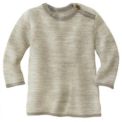 disana - Kid's Melange-Pullover - Merinopullover Gr 50/56 grau/beige