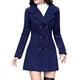 TUDUZ Sale Women Artificial Wool Double Breasted Coat Ladies Elegant Slim Long Sleeve Business Work Office Turn-Down Jacket with Belt(YA Blue,M=UK(8))