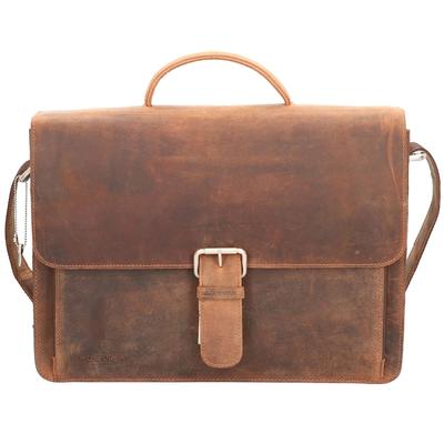 Plevier Retro Darwin Aktentasche Leder 41 cm Laptopfach dunkelbraun Braun Herren Image