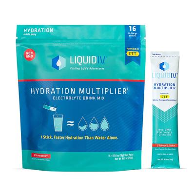 Liquid I.V. Strawberry Powdered Hydration Multiplier (16 pack) - Powdered Electrolyte Drink Mix Packets