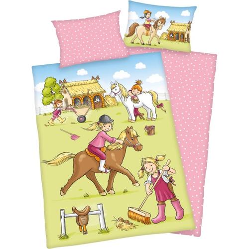 Kinderbettwäsche Ponyhof, Renforcé, 100 x 135 + 40 x 60 cm bunt