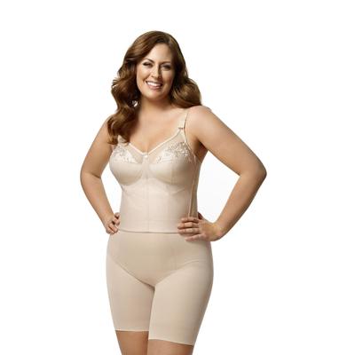 Plus Size Women's Embroidered Soft-Cup Longline Bra by Elila in Nude (Size 40 G)