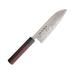 Kanetsune Santoku Kitchen Knives 12in Overall 6.5in Blade Red Sandalwood Handle Blade Features Blue Steel #2 Core With 11 Layer Damascus Black Plywood