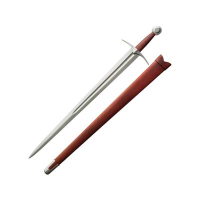 Dragon King Single Hand Arming Sword 34.25in Overall 28in Hand Forged 9260 Spring Steel Blade Brown Leather Wrapped Handle Atrim Design Leather