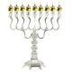 Ner Mitzvah Silver Plated Oil Menorah - Fits Standard Chanukah Oil Cups and Large Candles - Olive Branches - 35 cm High