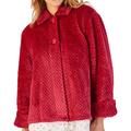 Slenderella Ladies Waffle Flannel Fleece Bed Jacket Button Up Traditional House Coat XL (Red)