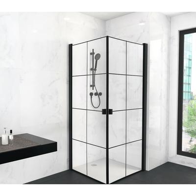 Glasdusche Clean Line 90 x 90 x 200 - schwarz - Eckdusche - Duschkabine - Dusche  Duschabtrennung