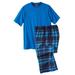 Men's Big & Tall Jersey Knit Plaid Pajama Set by KingSize in Blue Plaid (Size 2XL) Pajamas