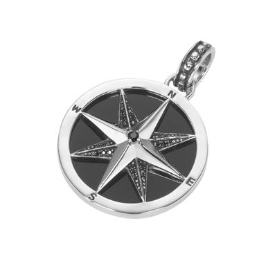 Giorgio Martello Milano - Anhänger Kompass, mit Achat und Spinellen in schwarz, Silber 925 Charms & Kettenanhänger 1 ct Schwarz Herren (84.14 € / 1 ct) Image