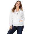 Plus Size Women's Cotton Complete Zip-Up Hoodie by Roaman's in White Denim (Size 24 W) Denim Jacket