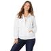 Plus Size Women's Cotton Complete Zip-Up Hoodie by Roaman's in White Denim (Size 24 W) Denim Jacket