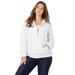 Plus Size Women's Cotton Complete Zip-Up Hoodie by Roaman's in White Denim (Size 12 W) Denim Jacket