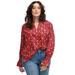 Plus Size Women's Floral Notch-Neck Blouse by ellos in Ruby Red Floral (Size 30)