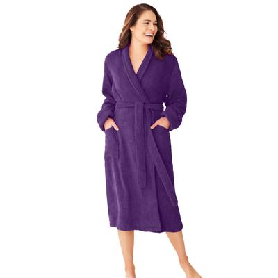 Plus Size Women's Short Terry Robe by Dreams & Co. in Rich Violet (Size L)