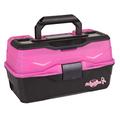 Flambeau Outdoors 6382FP 2-Tray Classic Tray Tackle Box, Portable Tackle Storage, Breast Cancer Support Edition - Frost Series Pink/Black