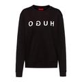HUGO Womens The Sweater Reverse-Logo Sweatshirt in Interlock Cotton Black