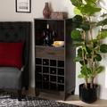 Baxton Studio Trenton Modern Dark Brown Finished Wood 1-Drawer Wine Storage Cabinet - Wholesale Interiors WC8001-Dark Brown-Wine Cabinet