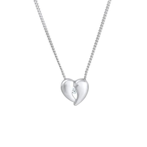 Elli DIAMONDS - Herz Liebe Filigran Diamant (0.03 ct.) 925 Silber Ketten 1 ct Damen