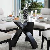 Wade Logan® Meece Glass Dining Table Wood/Glass in Black/Brown | 30 H x 52 W x 52 D in | Wayfair 877F569A88984D298F1D55CAB463B017