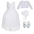 Cinda Baby Girls White Lace Christening Gown and Bonnet with Bolero Shoes 6-9 Months