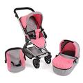 Bayer Chic 2000 645 57 Kombi-Puppenwagen Fides 3-in-1, Melange grau-pink