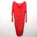 Athleta Dresses | Athleta Ruched Cowl Neck Long Dolman Sleeve Dress | Color: Orange/Red | Size: L