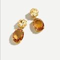 J. Crew Jewelry | J. Crew Nwt Oval Drop Crystal Earrings | Color: Brown/Gold | Size: Os