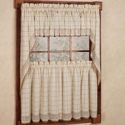 Adirondack Tier and Valance Set, 60 x 36, White/Gr...