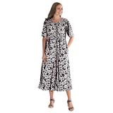 Plus Size Women's Button-Front Essential Dress by Woman Within in Black Pretty Blossom (Size 3X)