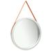 August Grove® Hanging Mirror Height Adjustable Wall Mirror Bathroom Mirror Round Wood in Gray | 0 H x 23.6 W in | Wayfair