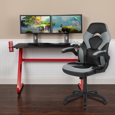 Red Gaming Desk and Chair Set - Flash Furniture BLN-X10RSG1030-GY-GG