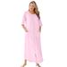 Plus Size Women's Long French Terry Zip-Front Robe by Dreams & Co. in Pink (Size 2X)