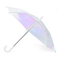 FCTRY Holo Kids Umbrella, Iridescent Holographic Clear Umbrella, 24 Inch Wide, Durable, Futuristic, White