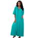 Plus Size Women's Long French Terry Zip-Front Robe by Dreams & Co. in Aquamarine (Size 5X)