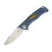 Reate Knives New Torrent Framelock Blue Folding Knife 3.63in Satin Rwl-34 Steel Drop Point Blue Titanium Handle With Carbon Fiber Inlay Thumb Stud