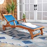 Dovecove London 70.86" Long Reclining Eucalyptus Steamer Wood/Solid Wood in Blue | 36.02 H x 24.8 W x 70.86 D in | Outdoor Furniture | Wayfair