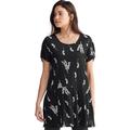 Plus Size Women's Knot-Sleeve Tunic by ellos in Black White Print (Size 38/40)