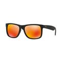 Ray-Ban RB4165 Standard Sunglasses Rubber Black Frame Brown Mirror Orange Lenses 622-6Q-55