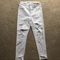 American Eagle Outfitters Jeans | American Eagle White Distress Ripped Destroyed Jegging Jean Skinny Jeans Hi Rise | Color: White | Size: 2