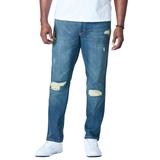 Men's Big & Tall Liberty Blues™ Athletic Fit Side Elastic 5-Pocket Jeans by Liberty Blues in Distressed (Size 38 40)