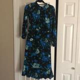 J. Crew Dresses | Jcrew Midi Floral Dress | Color: Black/Blue | Size: 8