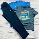 Adidas Matching Sets | Boys Small 3pc Athletic Sweatpant + 2 Dri-Fit Tees | Color: Black/Blue | Size: Sb