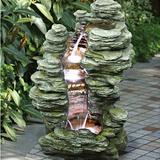 Millwood Pines Mineral Point Cascading Garden Fountain w/ LED Lights, Resin | 22.5 H x 15 W x 13.5 D in | Wayfair C0228ED44BB14D37BC466BDFAE535E4B