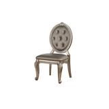 Rosdorf Park Pompey Tufted King Louis Back Side Chair in Antique Silver Faux Leather/Wood/Upholstered in Brown/Gray | 42 H x 24 W x 20 D in | Wayfair