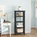 Sand & Stable™ Stimpson 54.4" H x 24.55" W Solid Wood Etagere Bookcase Wood in Black | 54.4 H x 24.55 W x 12.9 D in | Wayfair