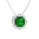 Diamondere Natural and Certified Cushion Cut Emerald and Diamond Flower Necklace in 9ct White Gold | 1.16 Carat Pendant with Chain